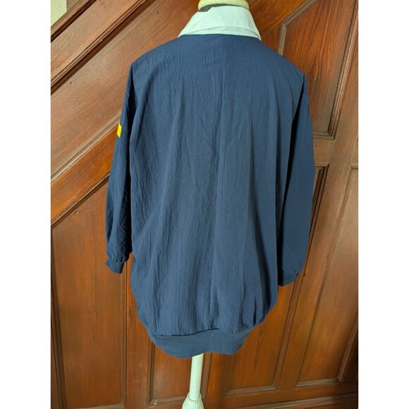 Vintage Navy White Striped Pullover Windbreaker Yellow Accents & Quarter-Zip 20w - Picture 5 of 9